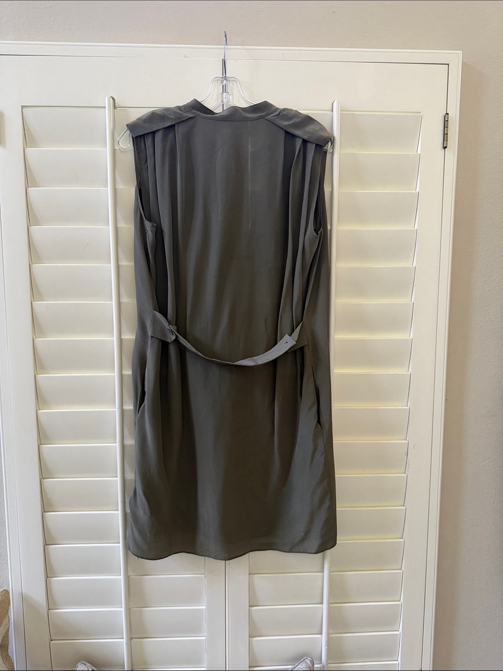 All Saints Nenna VLK Light Khaki Sleeveless Button Dress - Picture 3 of 3